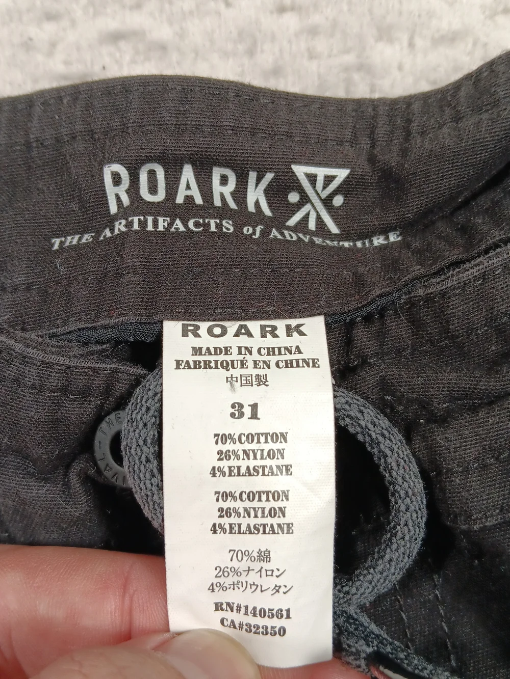 Roark Pants Mens 31 Black Layover Traveler Slim Fit Drawstring Outdoor Gorpcore